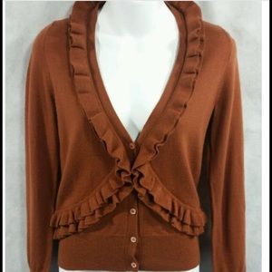 JCrew Wool Ruffle Cardigan. Size Small